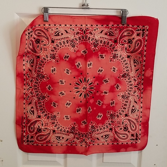 GASOLINE GLAMOUR Other - Red paisley hand dyed custom bandana 21" new GASOLINE GLAMOUR Other - Red paisley hand dyed custom bandana 21" new